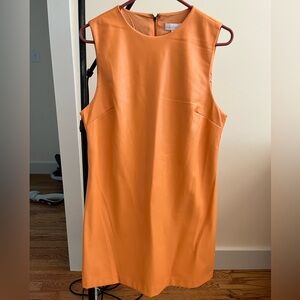 House of Harlow orange faux leather sleeveless dress. NWT. Size L.